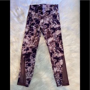 NWT UNDER ARMOUR UA HEAT GEAR HIGH RISE ANKLE LEGGINGS - PURPLE AND MESH -MEDIUM